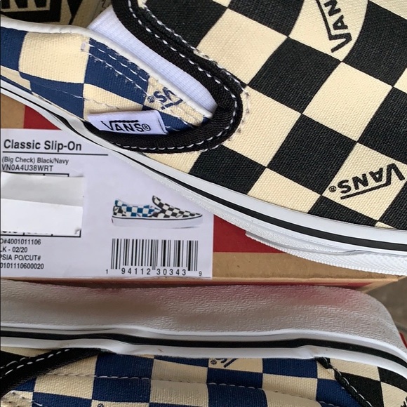 •VANS CLASSIC SLIP-ON BIG CHECK Black/Navy Men’s - Picture 6 of 16